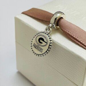 Pandora Green Bay Packers Charm Football Helmet Pendant S925 Sterling Silver